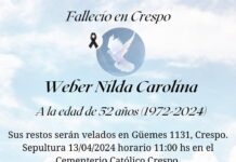 Defunción: Nilda Carolina Weber (Q.E.P.D.)