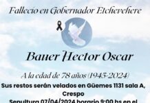 Defunción: Héctor Oscar Bauer (Q.E.P.D.)
