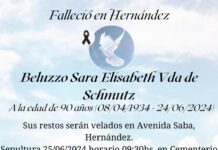 Defunción: Sara Elizabeth Beluzzo (Q.E.P.D.)