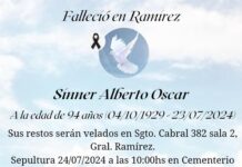 Defunción: Alberto Oscar Sinner (Q.E.P.D.)