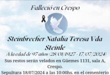 Defunción: Natalia Teresa Steinbrecher (Q.E.P.D.)