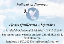 Defunción: Guillermo Alejandro Gross (Q.E.P.D.)