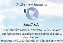 Defunción: Ida Lindt (Q.E.P.D.)