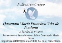 Defunción: María Francisca Gassmam (Q.E.P.D.)