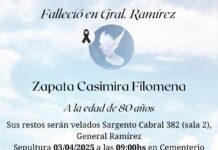 Defunción: Casimira Filomena Zapata (Q.E.P.D.)